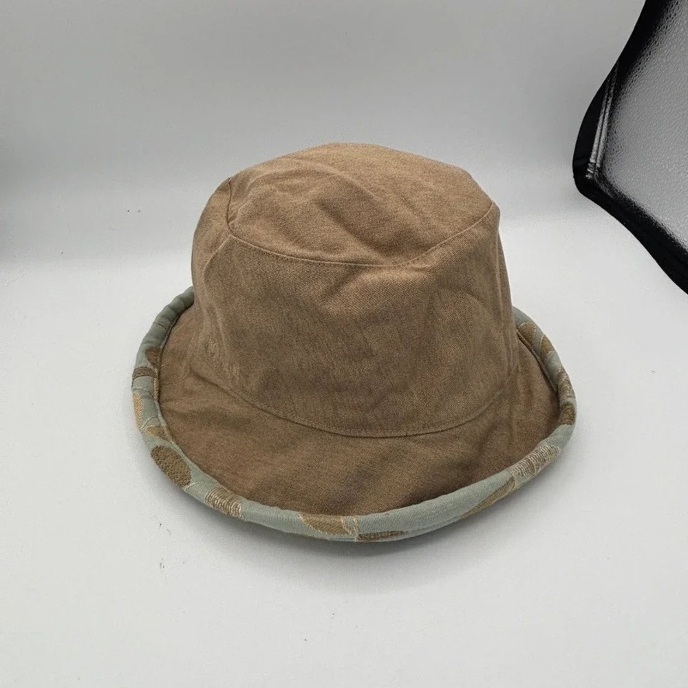 Y2K RCappelli Bucket Hat Womens Teal Green Brown Reversible Embroidered Sun Hat